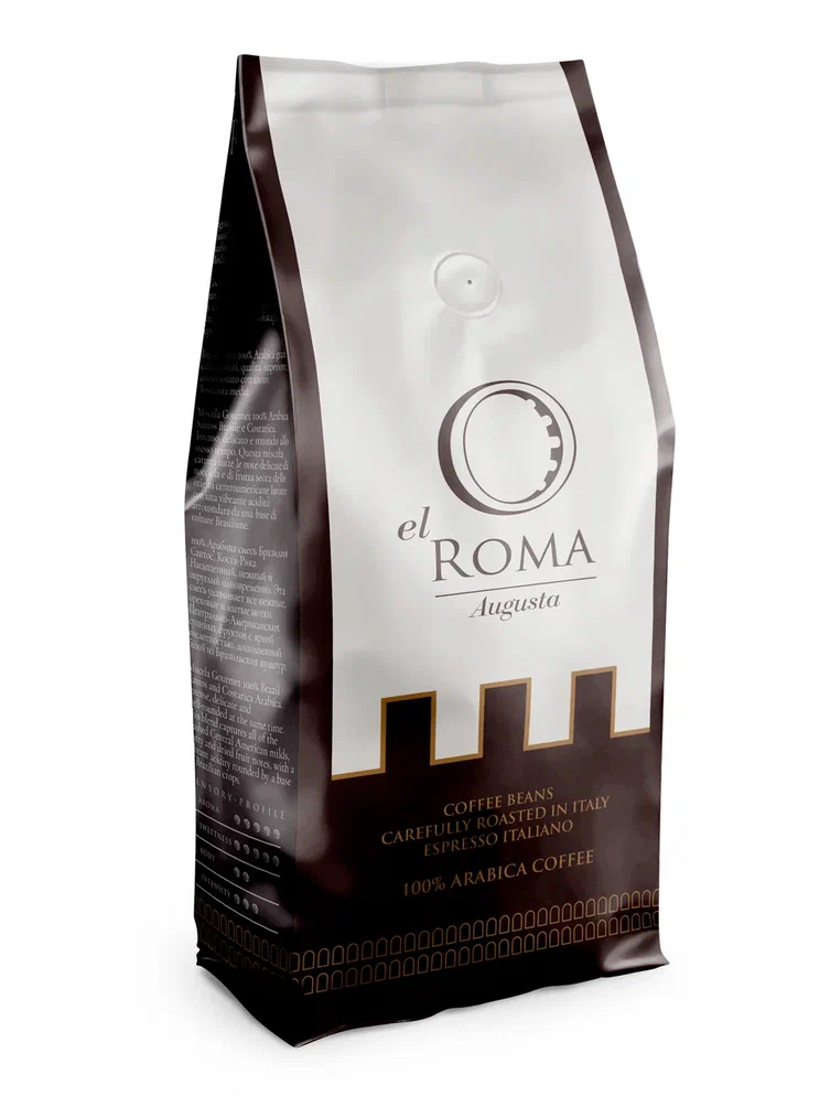 Кофе в зернах EL ROMA Augusta, 200 гр, FRESH PACK пачка, 100% Arabica